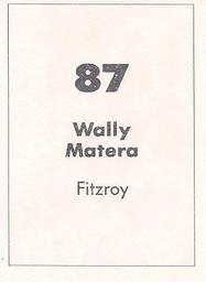 1990 Select AFL Stickers #87 Wally Matera Back